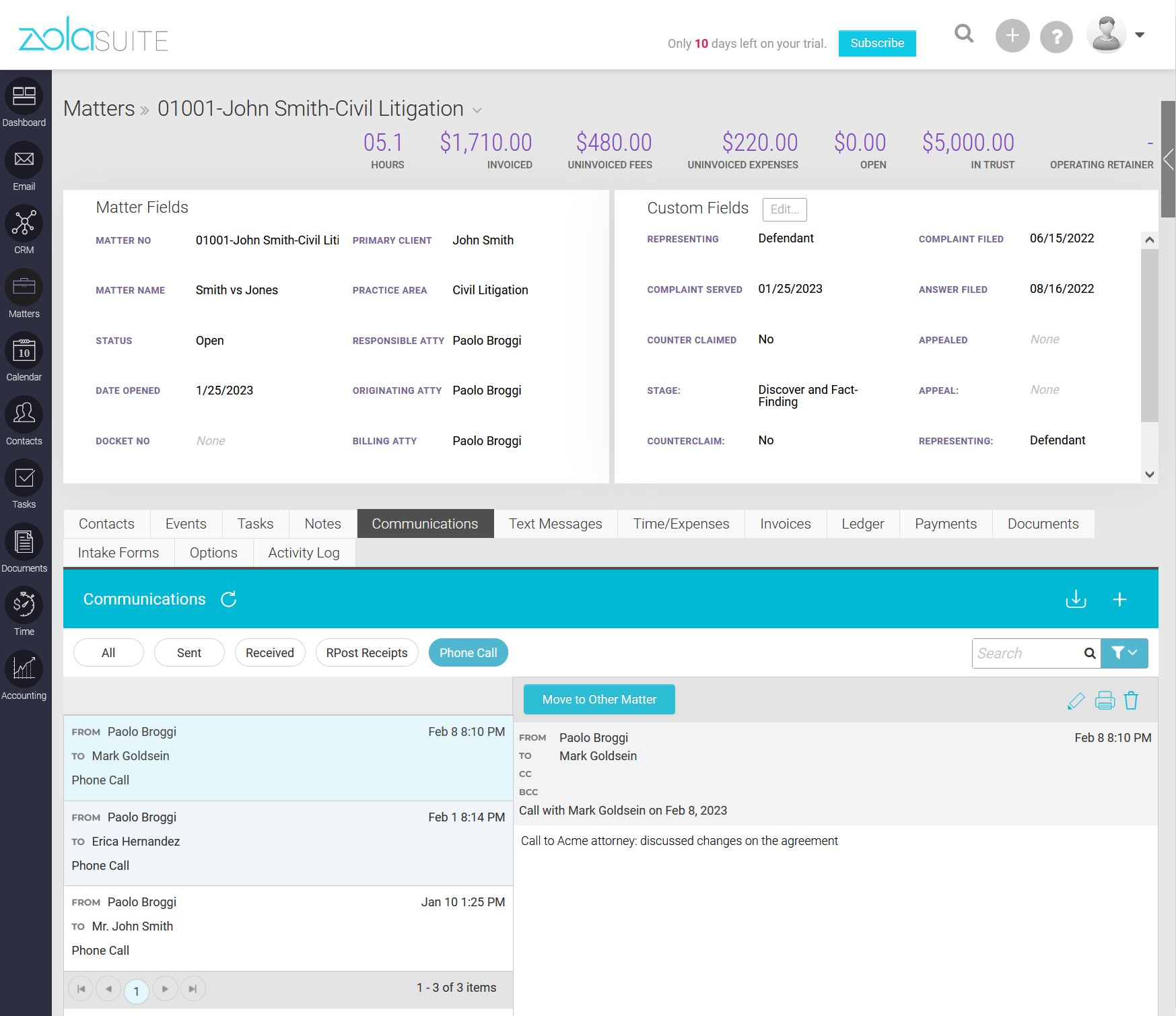 Zola Suite - Matter Communications Page