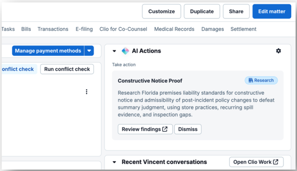 Clio Manage with question to Work