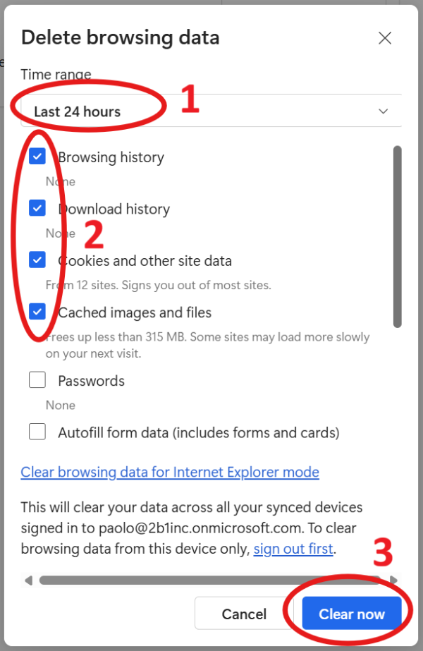 Clear data from browser
